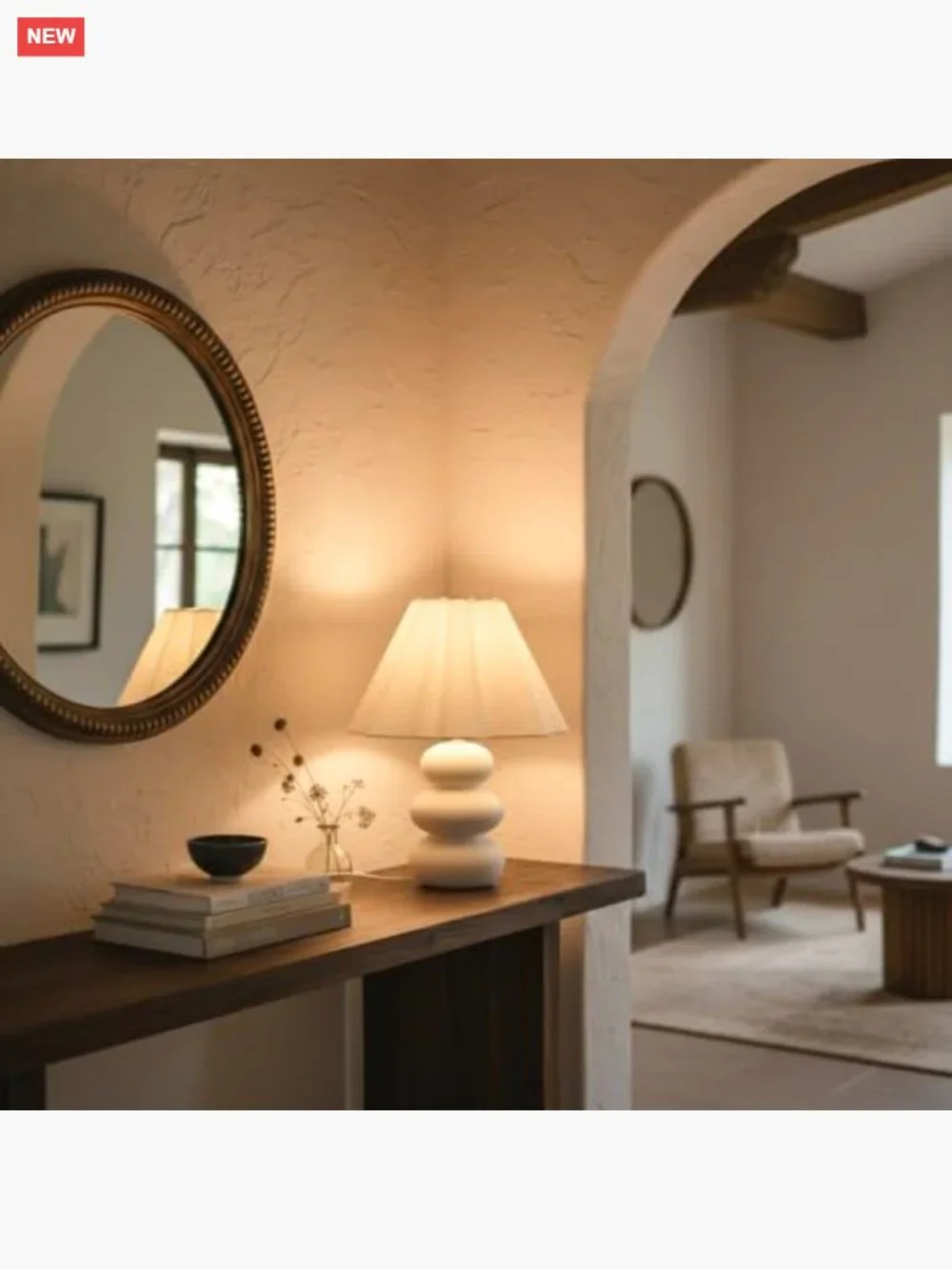 Modern Ceramic Table Lamp with Scalloped Linen Shade, 17.72